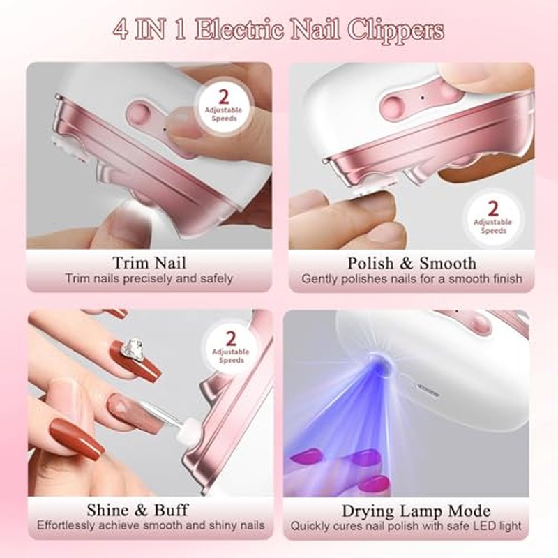 2026 New 3 in 1 Automatic Electric Nail Clipper, Automatic Nail Trimmer with Light and Nail Scraps Storage, Electric Nail Clippers for Seniors Adults Students (Gray)