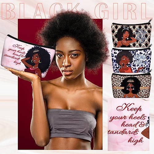 Talltalk 24 Pcs African American Black Makeup Bags for Women Toiletry Canvas Zipper Makeup Bags Black History Month Women Gifts Cosmetic Pouch Reusable Multipurpose Organizer