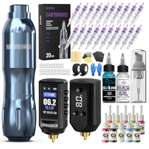 Wireless Tattoo Kit with Dual Rechargeable Power Supplies - Complete Professional Set