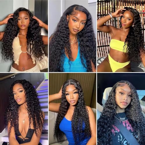 Brazilian Water Wave Human Hair Bundles - 18 20 22 Inch, 3 Pack, Unprocessed Virgin Curly Weave - Natural Black, Wet & Wavy Style