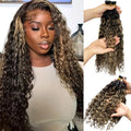 Water Wave I Tip Human Hair Extensions - Balayage Natural Black with Honey Blonde Highlights - 14 Inch, 100 Strands - Variation #1BP27