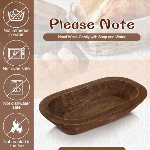 Nuogo Brown Wooden Dough Bowls Set 20 Pcs Rustic Hand Carved Kitchen Decor