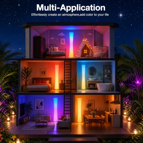 RGB Corner Floor Lamp 2Pcs - Modern LED Uplight with Remote & App Control