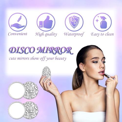 12 Pcs Disco Party Favors Disco Cosmetics Bag£¬Silver Glitter Sequin Makeup Handbag£¬Makeup Bag Hair Scrunchies Compact Mirror,70s 80s 90s Disco Party Favors Gifts for Women (4)