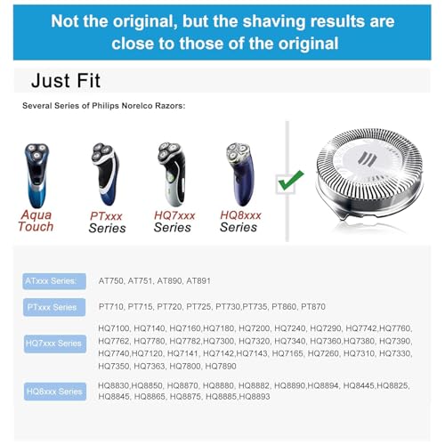 HQ8 Replacement Heads for Philips Norelco Shavers - 9 Pack - Compatible with AT810, AT830, AT850, AT880