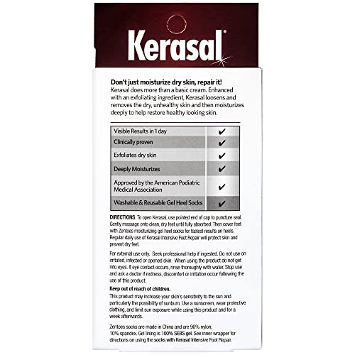 Kerasal Intensive Foot Repair Skin Healing Ointment,1 Oz and Moisturizing Gel Socks,(Packaging May Vary),(Pack of 4)