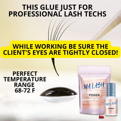 Power Eyelash Extension Adhesive Glue - 0.17fl.oz / 5ml - Ultra-Fast 1-Second Drying Time - 8 Weeks Retention - Professional-Grade, Black