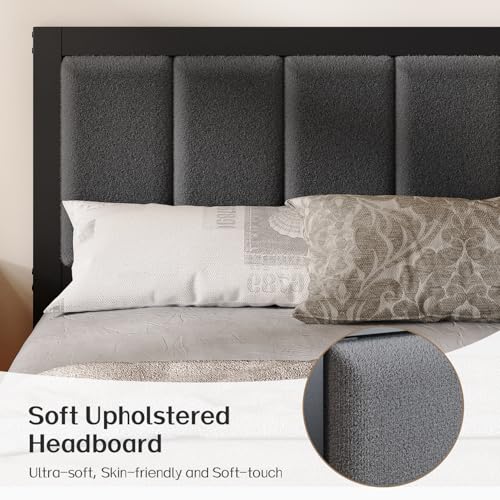 Twin Bed Frame with Headboard, Smart LED & Charging Station - OLEVS