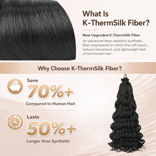 French Curl Braiding Hair 6 Packs 720g - Natural Black, 30 Inch