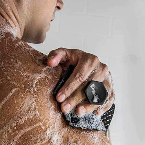 TOOLETRIES Body Scrub Kit - Silicone Body Scrubber & Storage Hook, Superior Lather Men's Body Wash - Bathroom & Shower Toiletries for Men, Travel Essentials