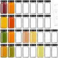 LANDNEOO 30 Pack 2oz Glass Shot Bottles with Black Cap - Wide Mouth, Leakproof, Dishwasher Safe, Travel Essentials