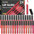 AZEN 24 Pack Lip Gloss Bulk Set, Shimmery Lip Gloss for Women and Girls With Rich Varied Colors, Valentines Gifts Easter Basket Stuffers