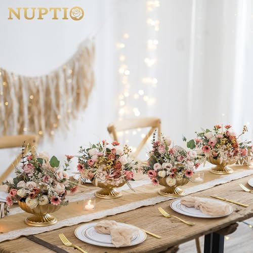 10 Pcs Small Gold Vases for Centerpieces - Metal, 3.7-inch Elegant Floral Display