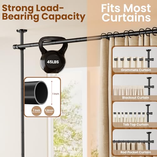 Bonpally No Drilling Room Divider Curtain Rod Black 28-171 Inch Adjustable
