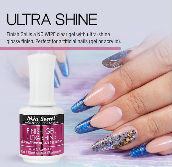 Mia Secret UV Finish Gel Top Coat Clear 3-Pack 0.5 Fl Oz No Wipe High Gloss