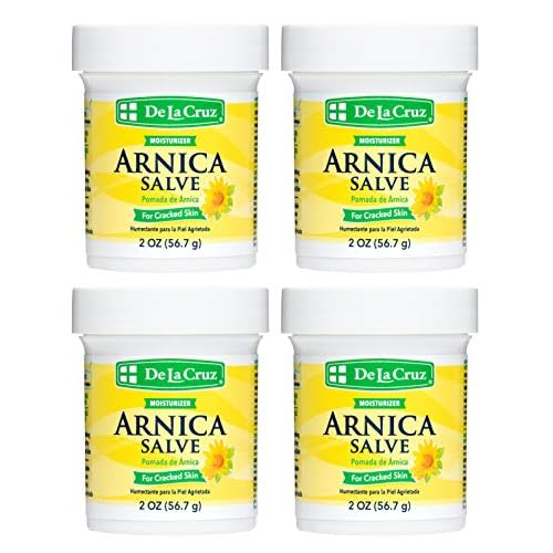 De La Cruz Arnica Salve - Foot Cream for Dry Cracked Heels and Feet - Moisturizing Hand Salve for Dried Hands - 24 Hour Moisture Foot Cream for Dry Cracked Feet and Rough Skin - (2 Ounces - 4 Jars)