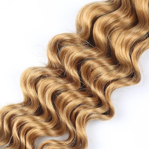 Blonde Human Braiding Hair Extensions - Deep Wave Boho 3 Bundles 18 Inch