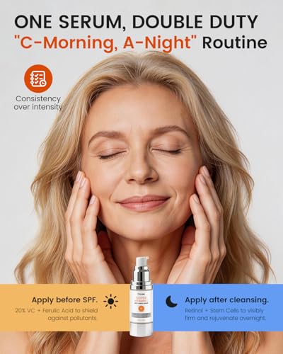 Fioraen Super C Serum for Mature Skin 2 Fl Oz All-in-One Vitamin C with Retinol & Hyaluronic Acid