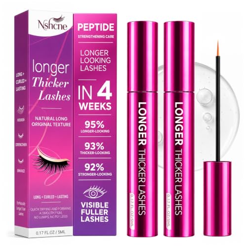 Red Eyelash Growth Serum 2 Pack - Peptides Formula for Fuller Lashes & Brows, 10ml