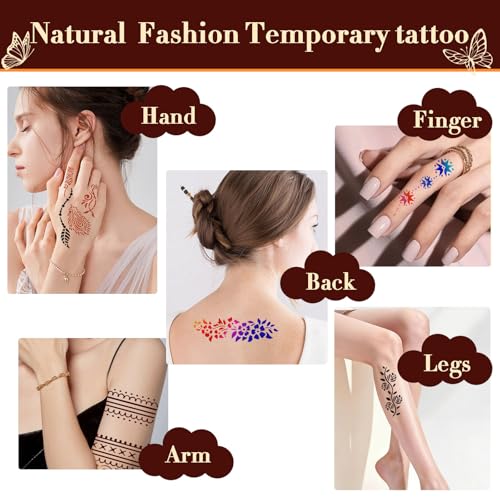 MuseLuxe 14P-10 Colors Temporary Tattoo Kit with 20 Stencils & Accessories