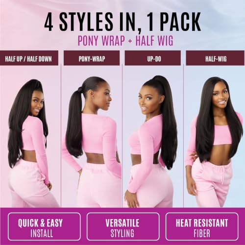 Sensationnel Instant Updown Half Wig & Ponytail Wrap - 1B Off Black