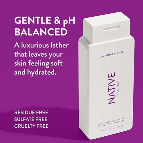 Native Lavander & Rose Body Wash 18 oz 2 Pk + Native Almond & Shea Butter Shampoo & Conditioner 18 oz - 2 Pk