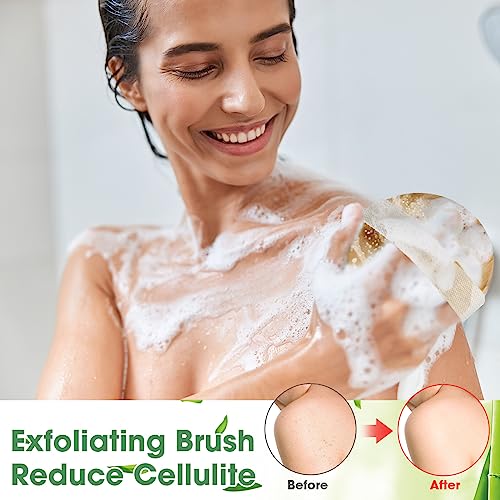 Gejoy 20 Pcs Dry Brushing Body Brush for Lymphatic Drainage Exfoliating Brush with Massage Nodule Dry Skin Body Scrubber Cellulite Shower Circulation Dead Exfoliator (4.3 x 4.3 Inches,Wood Color)