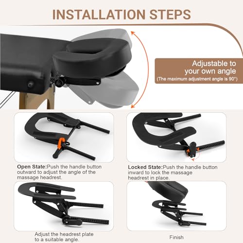 Black Adjustable Massage Table Face Cradle & Headrest - Universal Fit