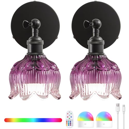 Vintage Wireless Rechargeable Wall Sconce - Plum Purple