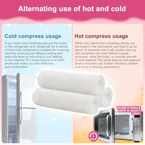 Moist Cotton Towel Bulk Moist Towelettes Individually Wrapped 8.7" x 8.7",White Towel Services,Refreshment Pre Moistened Towels Peach,Rose and Coconut for Sport Party Spa(Pack of 150)