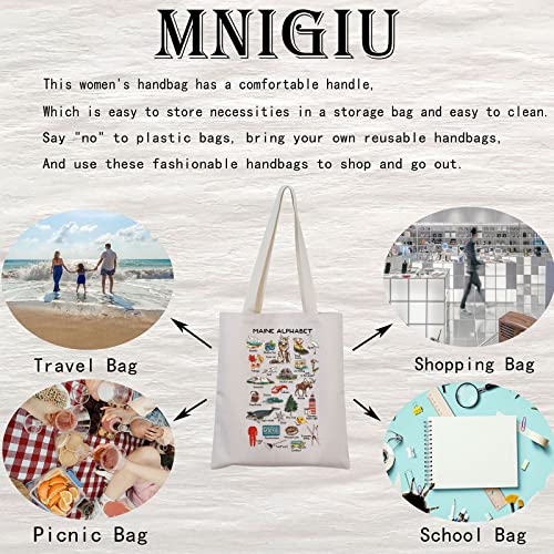MNIGIU Maine State Tote Bag Maine Camping Gift Maine Keepsake Gift for Native Mainer (Maine Tote)