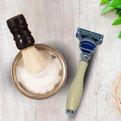 GENTS Fusion Compatible Razor Handle - Faux Ivory with Chrome Tip - 5 Blade Cartridge System - Men¡¯s Shaving Handle