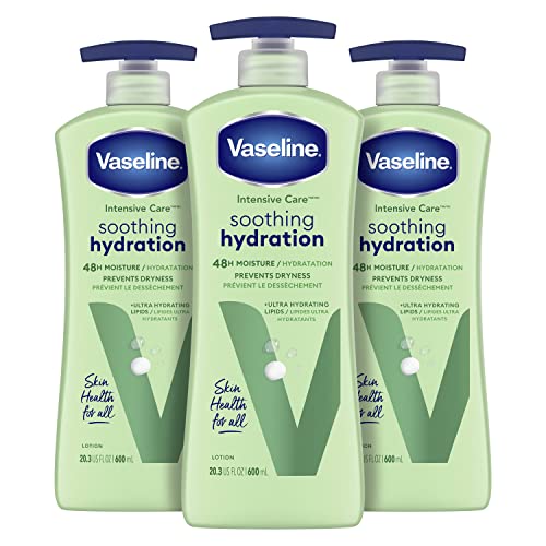 Vaseline Intensive Care Body Lotion for Dry Skin Soothing Hydration Lotion Made & Intensive Care Body Lotion for Dry Skin Cocoa Radiant Lotion Made with Ultra-Hydrating Lipids and Pure Cocoa Butter