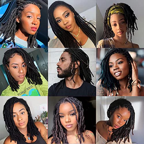 PHYSKA 18inch 10 Strands Human Hair Dreadlock Extensions Full Head Durable & Dyeable