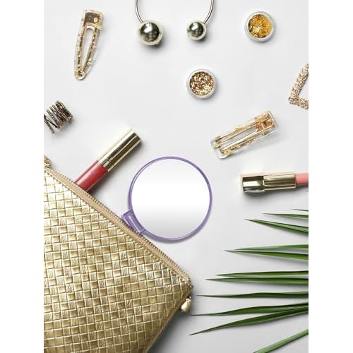 Qislee Compact Mirror Bulk, Pocket Small Mini Folding Mirrors for Purse, 96 Packs (6 Colors)