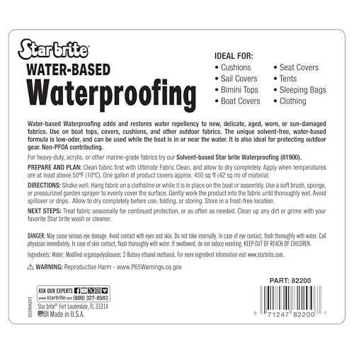 Waterproofing Fabric Protectant Spray - 1 Gallon Water-Based Sealant for Clothing & Outdoor Gear