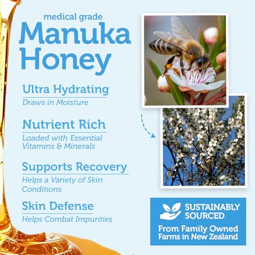 Manuka Honey Exfoliating Face Scrub ? Gentle Microdermabrasion Face Exfoliator to Help Smooth, Soften & Balance with Moisturizing Organic Superfoods 4oz (Pack of 2)