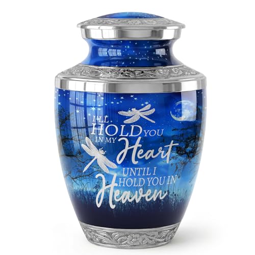 STONLIF Large Adult Starry Night Cremation Urn with Engraved Quote – Celestial Aluminum Memorial for Human Ashes