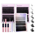 Wendy Lash Clusters Kit With Bottom Lashes 40D+50D+60D+80D+100D+150D 880-Pcs Fluffy Eyelash Clusters D Curl Lashes Extension Soft Eyelash Extension Kit Wispy Natural DIY at Home