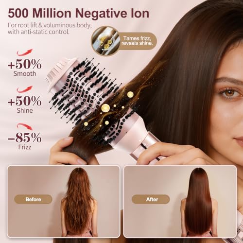 Pink 5-in-1 Hair Styler Blow Dryer Brush Set - 110,000 RPM Hot Air Brush