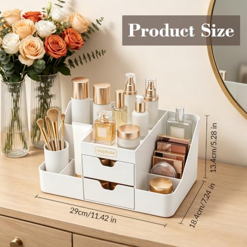 White Cologne and Makeup Organizer with Drawers - Vanity Storage for Men
