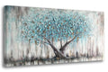 Blue Tree Wall Art Canvas - 48x24-Inch Tree of Life Nature Painting, Textured Modern Artwork - Bedroom & Living Room Decor Variation of THIS listing