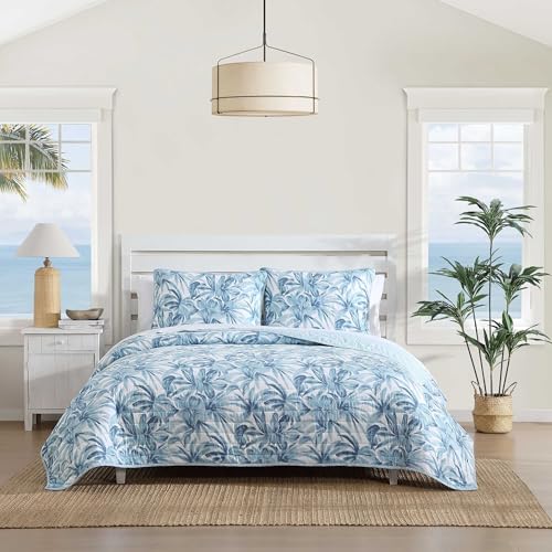 Full/Queen Cotton Quilt Set - Aubrey Blue, Soft Comfortable Bed Bedding