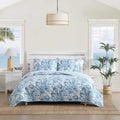 Full/Queen Cotton Quilt Set - Aubrey Blue, Soft Comfortable Bed Bedding