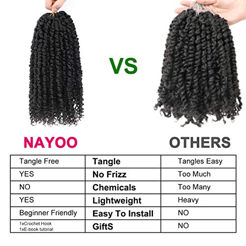 8 Packs 18 Inch Passion Twist Crochet Hair Extensions for Women - Curly Braiding Synthetic Hair