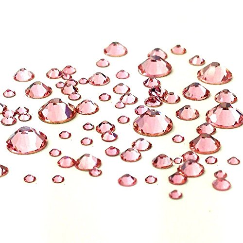 Light Rose (223) Pink 144 pcs Swarovski 2058/2088 Crystal Flatbacks Pink Rhinestones Nail Art Mixed with Sizes ss5, ss7, ss9, ss12, ss16, ss20, ss30 Made in Austria crystal-wholesale