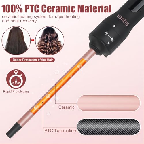 3-in-1 Curling Wand Set for Hair Styling - Detachable Barrels, Fast Heating, Travel Friendly