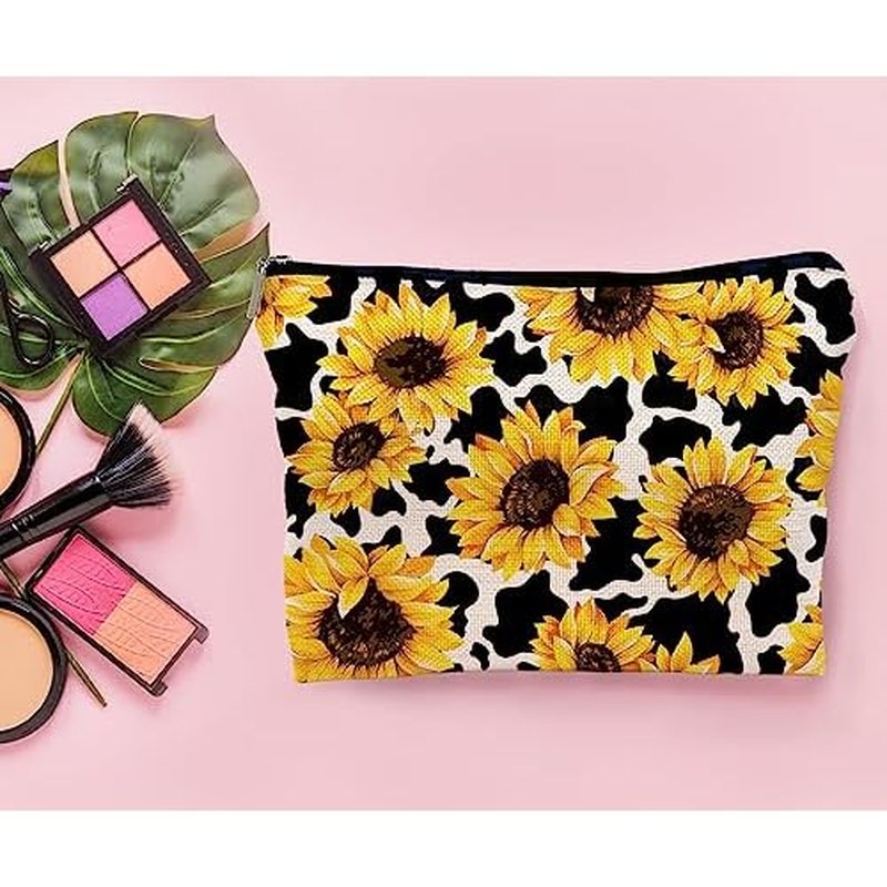Cow Pirnt Makeup Bag With Rustic Cow Print Background Makeupbags Cosmetic Bag Zipper Pouch Toiletry Bags,Gifts for Cow Lovers Women Girls Her