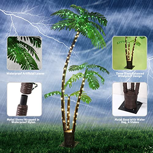 6FT Lighted Palm Tree Outdoor Christmas Decor for Patio and Garden