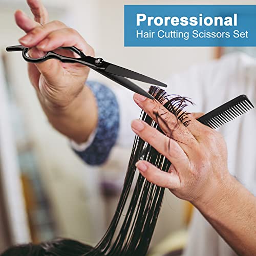 Fetinar Black 11-Piece Professional Hair Scissors Set with Stainless Steel Blades